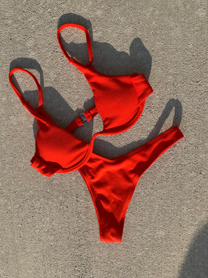 RIBBED 90'S HIGH LEG BIKINI SET