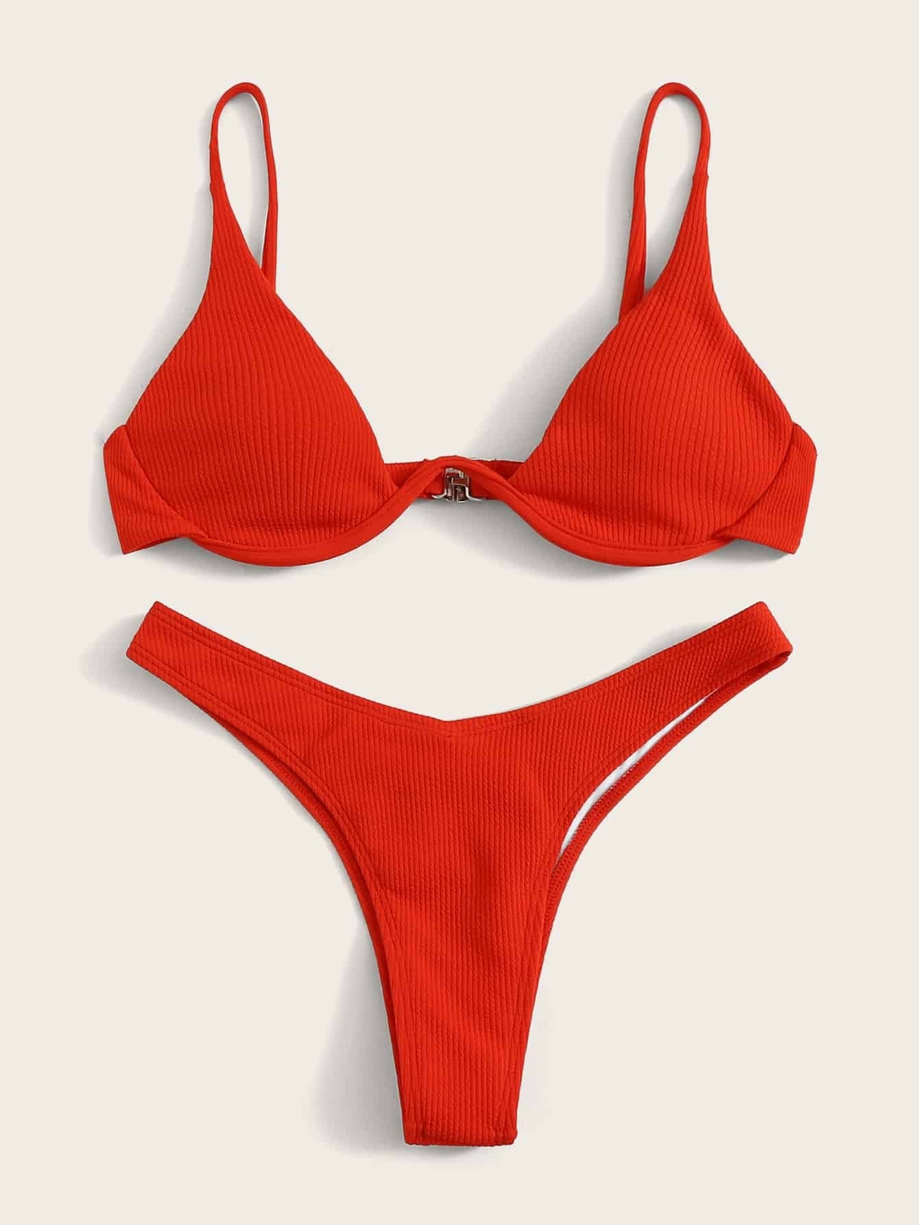 RIBBED 90'S HIGH LEG BIKINI SET